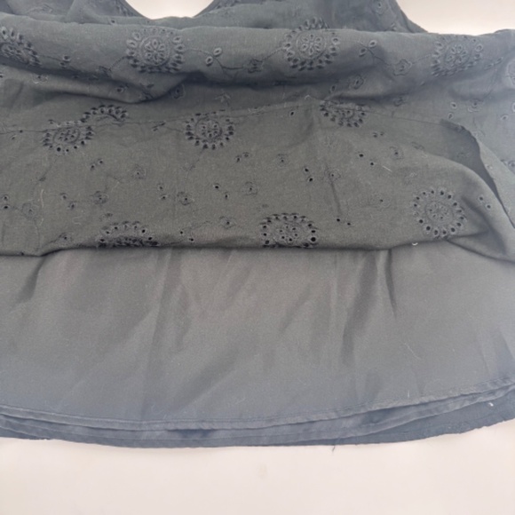 Carole Little Skirt Women 14 Black Eyelet Linen Blend Vintage Boho Goth Festival - Picture 7 of 13